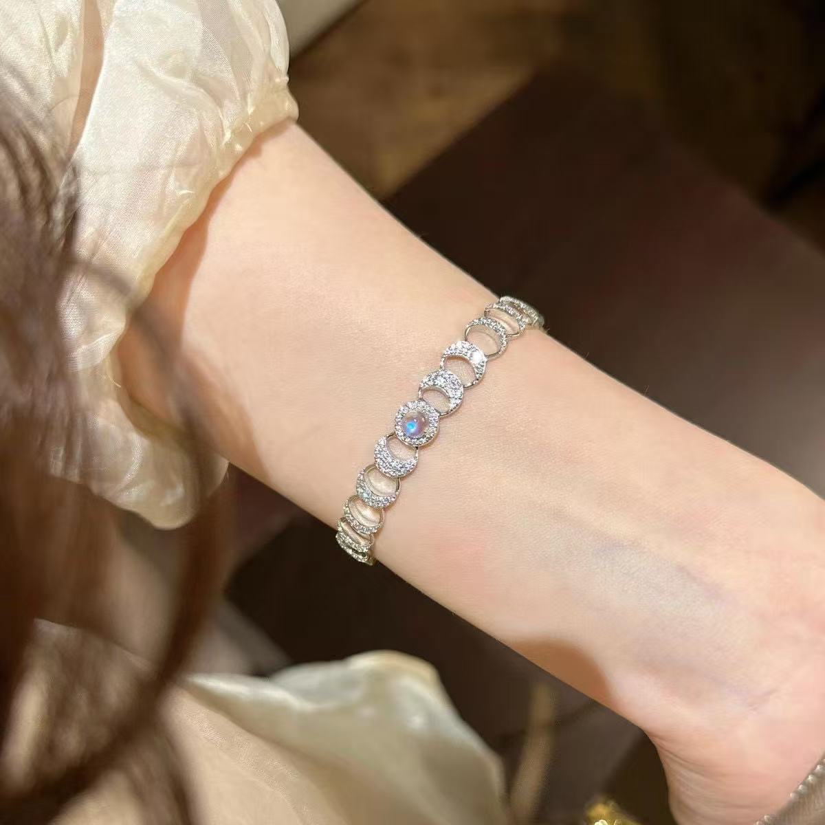 Divine Moon Phase & Blue Flash Moonstone Bracelet