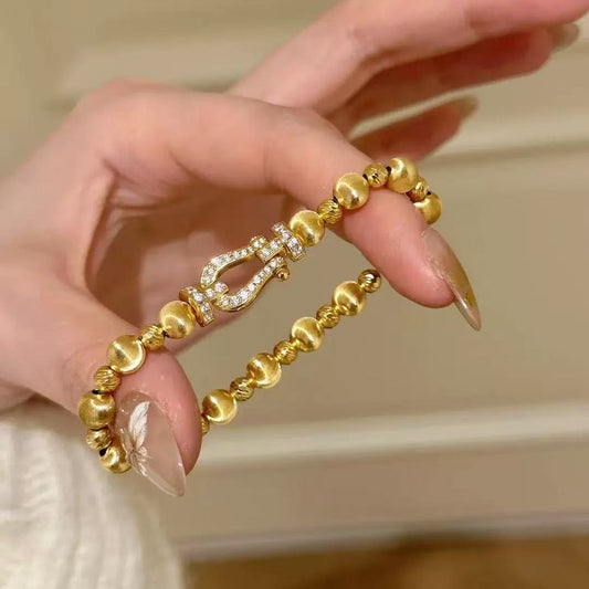 Gold Plate Pavé Diamond Horseshoe Bracelet
