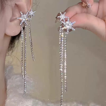 Gothic Silver Cross Clip-on Earrings - No Pierce Starburst Bead Ear Clips