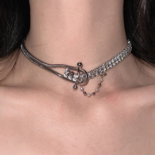 Silver Ethereal Butterfly & Star Layered Necklace - Cyber Y2K Grunge Fairycore Aesthetic