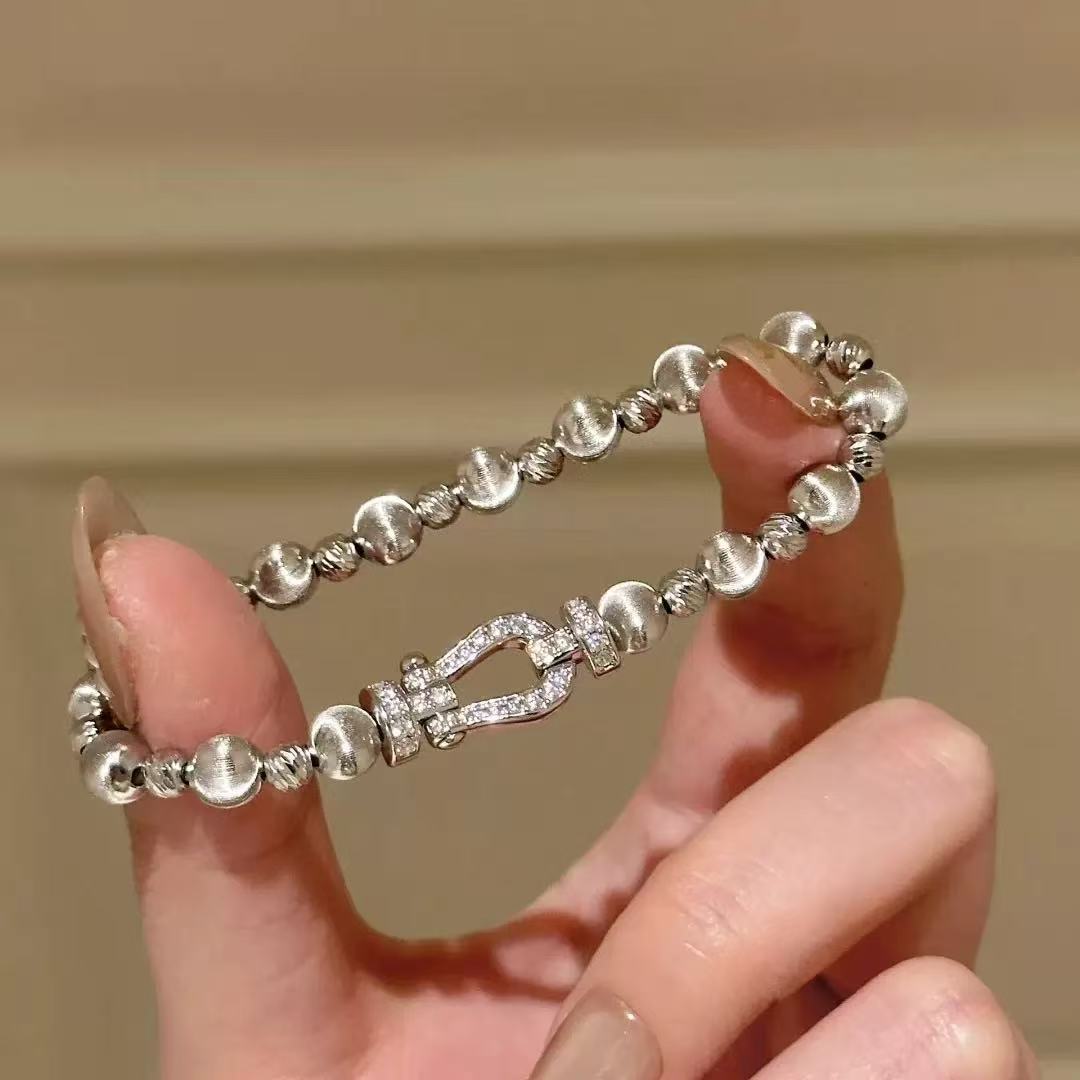 Gold Plate Pavé Diamond Horseshoe Bracelet